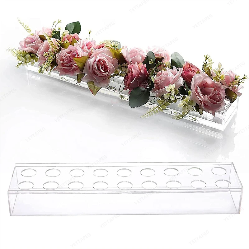 

Clear Acrylic Flower Vase Rectangular Acrylic Vase For Dining Table Wedding Decoration Table Floral Vases with Light Home Decor