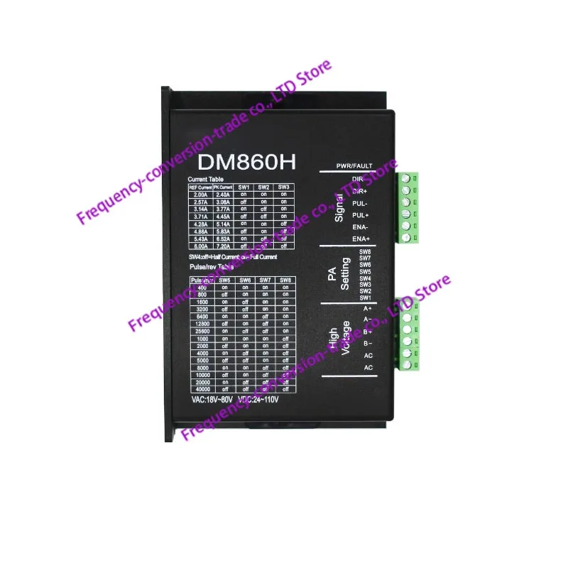 

DSP 2 Phase 86 Stepper Motor Driver Engraving Machine 256 Segment Fan DM860H AC18V-80V DC24V-110V 2.0A-7.2A