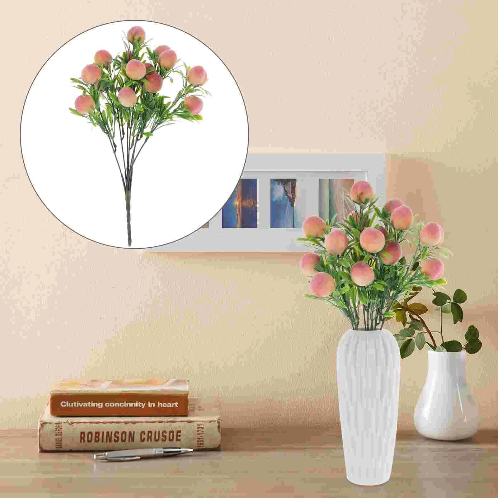 

Decorations Lifelike Artificial Fruits Branches Bouquet Simulated Peach Fake Faux
