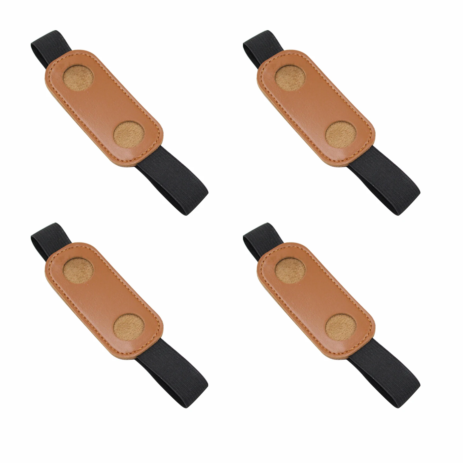

4pcs Artificial Leather Durable For Notebook Office Adjustable Elastic Band Sleeve Pouch Student Portable Stationery Pen Holder
