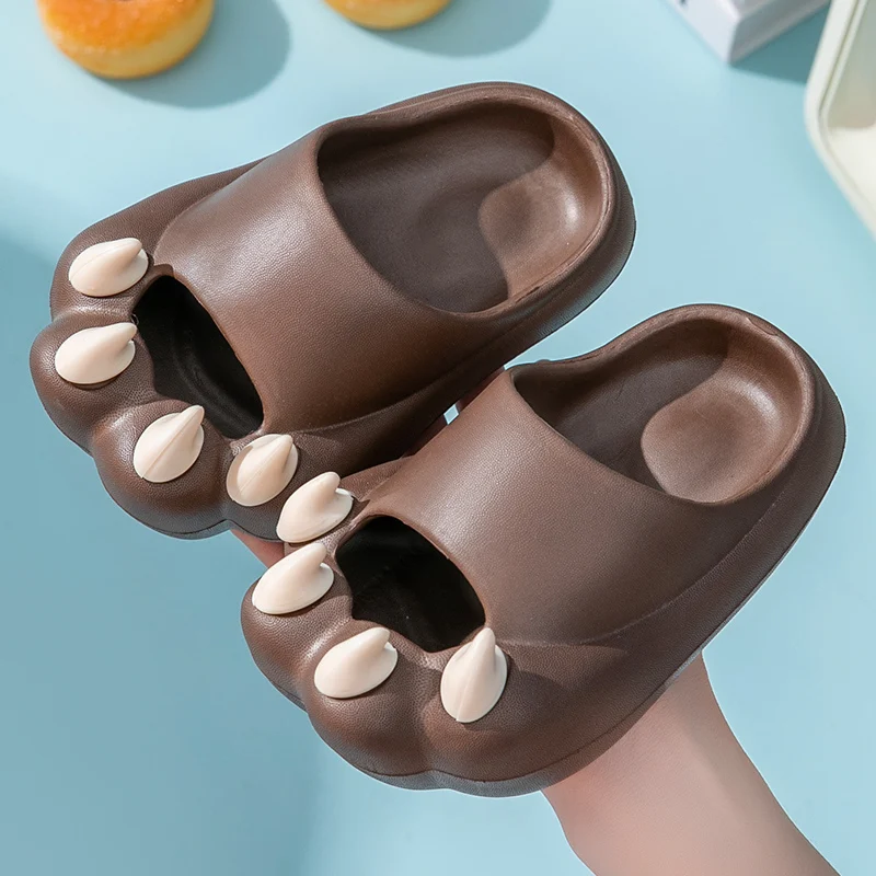 Summer Cute Cat Claw Platform Lightweight Women Slippers Soft Comfortable Children Slippers EVA Non-slip Women's Home Slippers