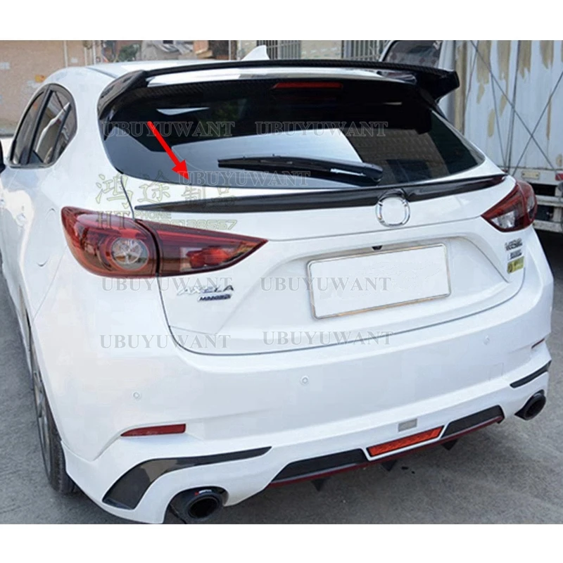

For Mazda 3 Hatchback Real Carbon Fiber CAR Spoiler Wing Car Rear Window Rear LIP Middle Tail FIN Accessories Mazda3 2014-2019