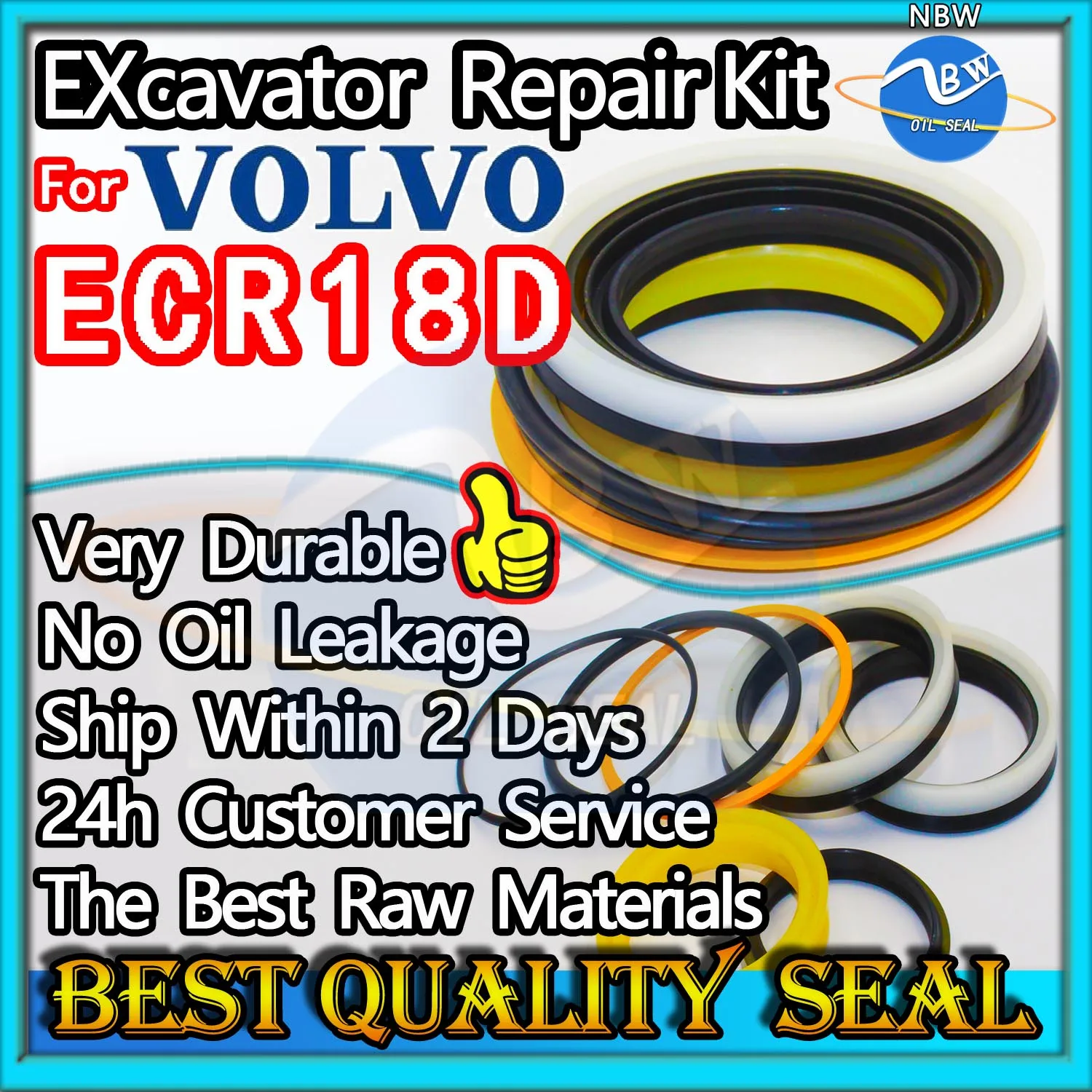 

For VOLVO ECR18D High Quality Oil Seal Kit Excavator Repair Spovel Hammer Construction Tool Set Pack Heavy Master Excavating