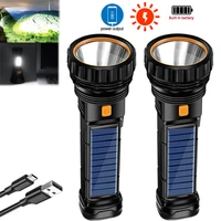 usbsolar rechargeable led flashlight portable tactical flashlights lanterna 1500 mah long range torch for camping lighting