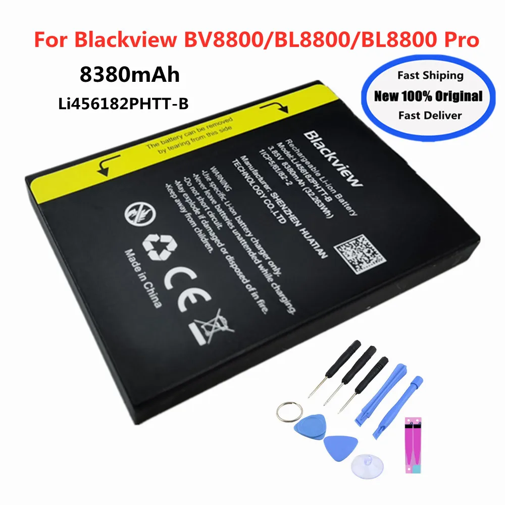 Фото Ли 456182 PHTT-B BL8800pro для Blackview BL8800 аккумулятор BV8800 BL8800 Pro оригинальный аккумулятор 8380 мАч мобильный телефон + бесплатные инструменты №1