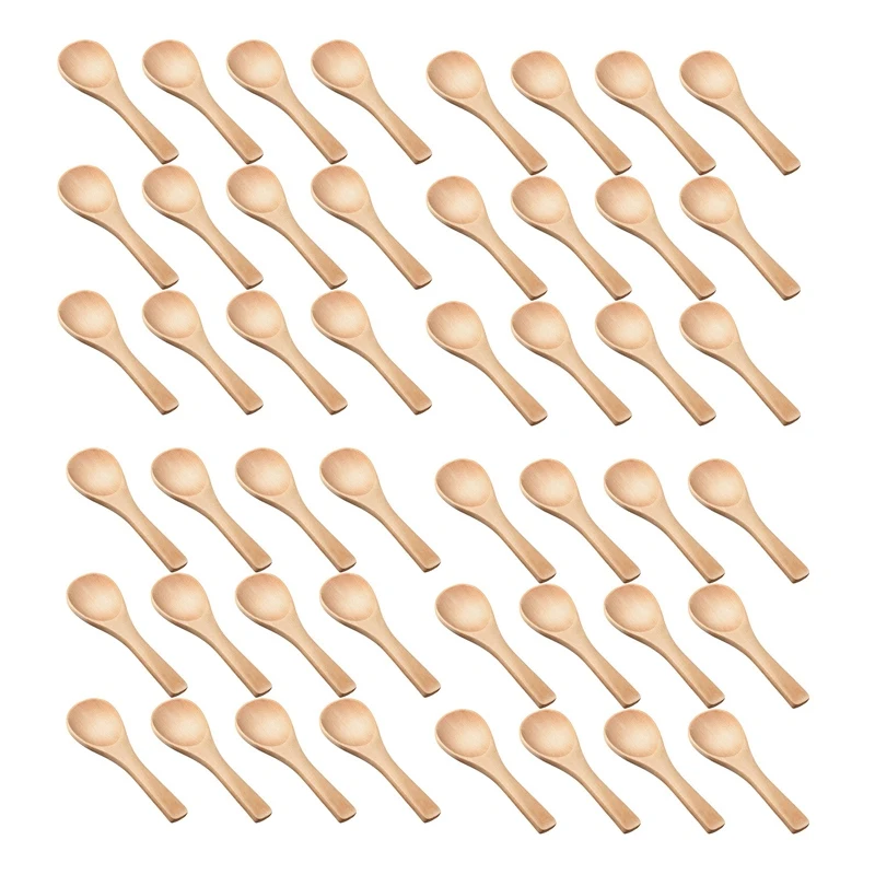 

Hot XD-120 Pieces Small Wooden Spoons Mini Nature Wooden Spoons Mini Tasting Spoons Condiments Salt Spoons For Kitchen Cooking