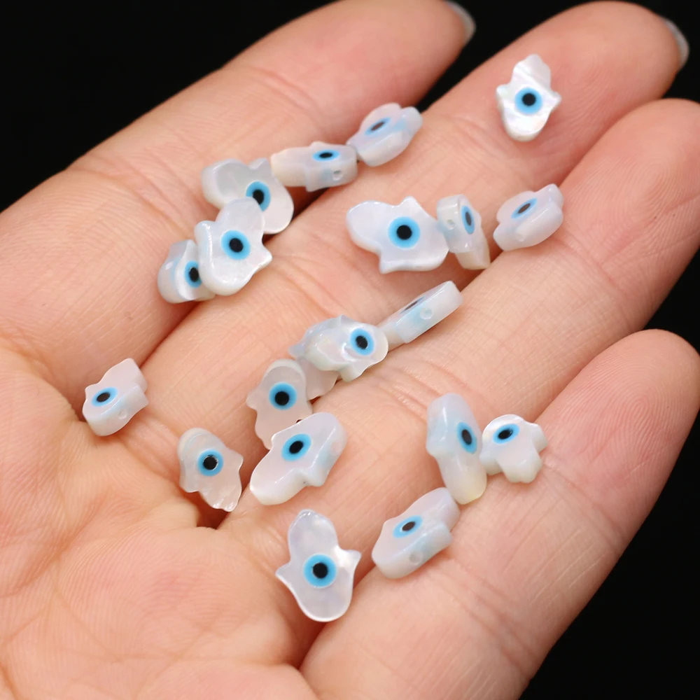 

5pcs Natural Shell Beads Fine Palm Shape White Dot Blue Shell Loose Beads Accessories for Making Jewerly Necklace Accessories