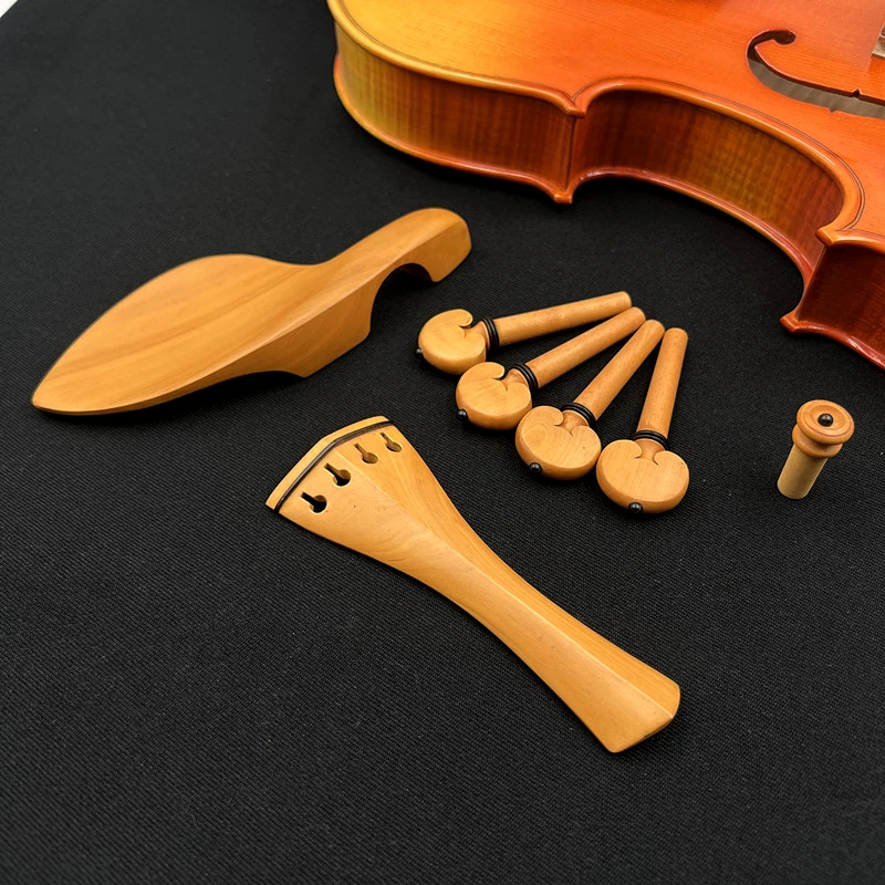 

1 set High quality 4/4 violin viola Boxwood accessories parts fittings,Tailpiece+Tuning pegs+Endpins+Chin rest/Chin Holder