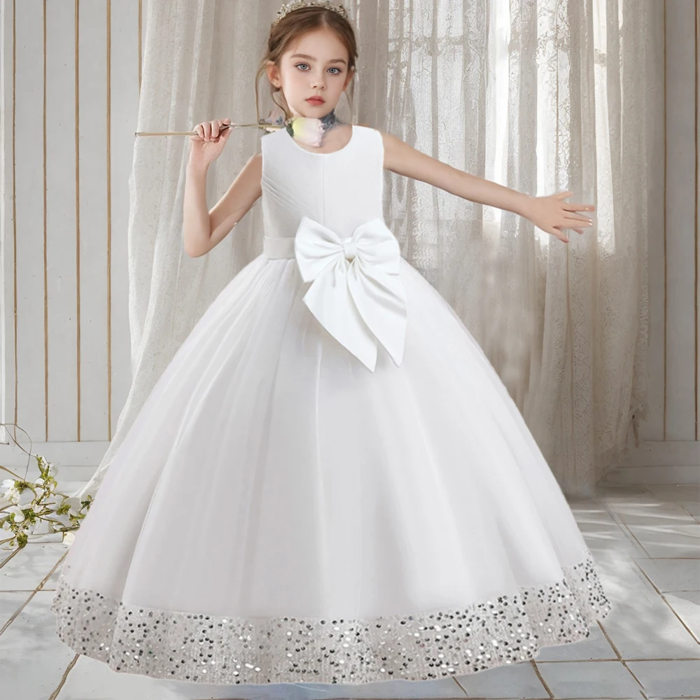 Элегантное Бальное Вечернее Платье С Большим Бантом Для Девочек-платье