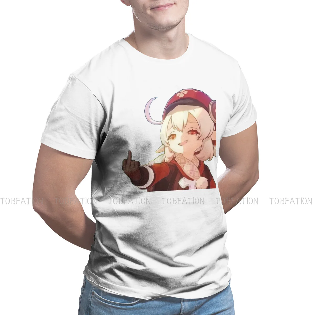 

Забавные модные футболки Klee Genshin Impact Game Paimon, мужские тканевые Топы в стиле Харадзюку, футболка большого размера с круглым вырезом