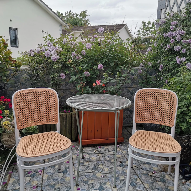 

Пластиковые обеденные стулья в скандинавском стиле из ротанга, современный салонный балкон, уличный стул, стол для отдыха, мебель для офиса, WK50DC