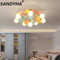 sandyha glass ball ceiling light color acrylic glod chandelier nordic childrens living dining room bedroom bed indoor led lamps
