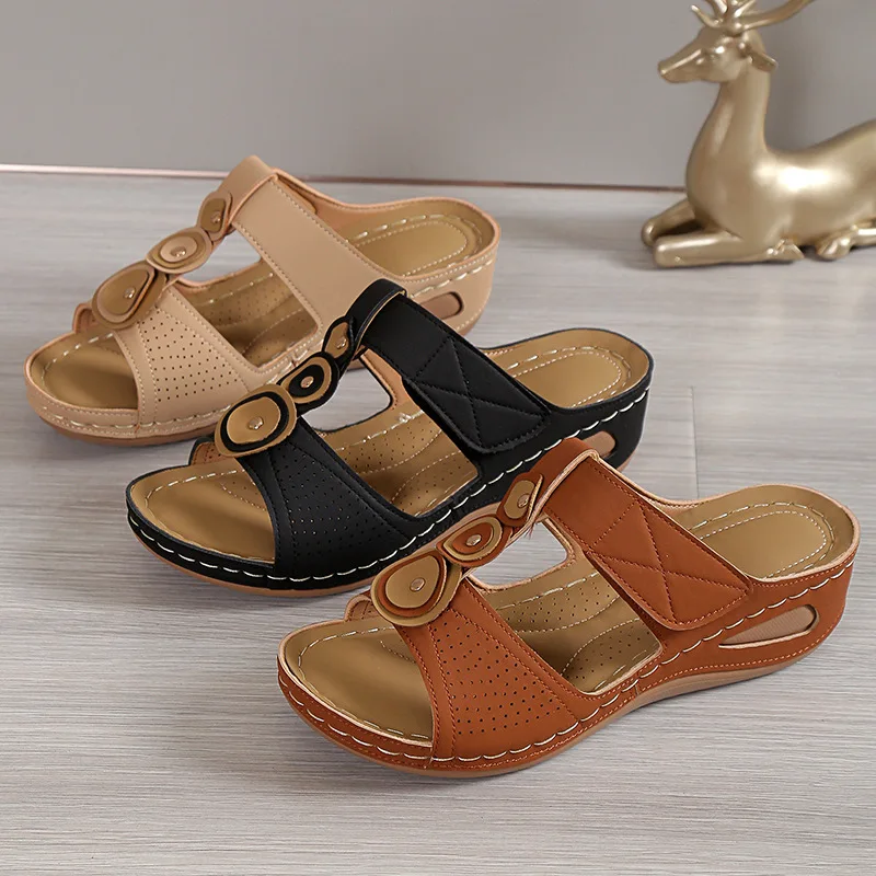 

European and American Sandals Women's 2023 New Beach Fashion Flower Large Sandal Slippers Women's