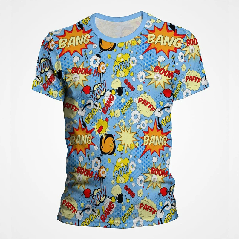 

Fashion Cartoon Explode Letter T Shirt Streetwear Graffiti Punk T-shirts Funny Cute Kid Children Boy Girl Tee Shirt Cool Clothes