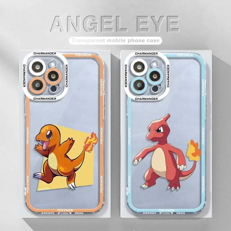 

Pokemon Charmander For iPhone 14 11 12 13 Pro Max XS XR X 7 8 6 6S Plus Silicone Clear Cover Print Frame Funda