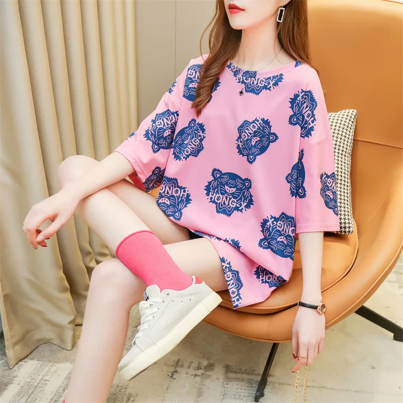 

2022 Summer New Fashion Print Letters Korean Short-sleeved T-shirt Women