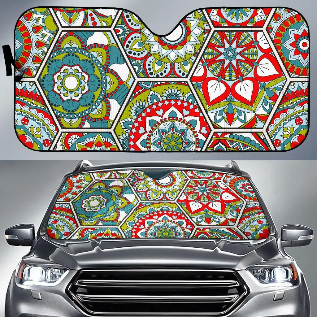 

Oriental Mandala Bohemian Pattern Print Car Sun Shade