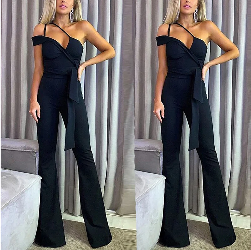 

2021 autumn and winter new women's raglan sleeve Jumpsuit slim fit pants