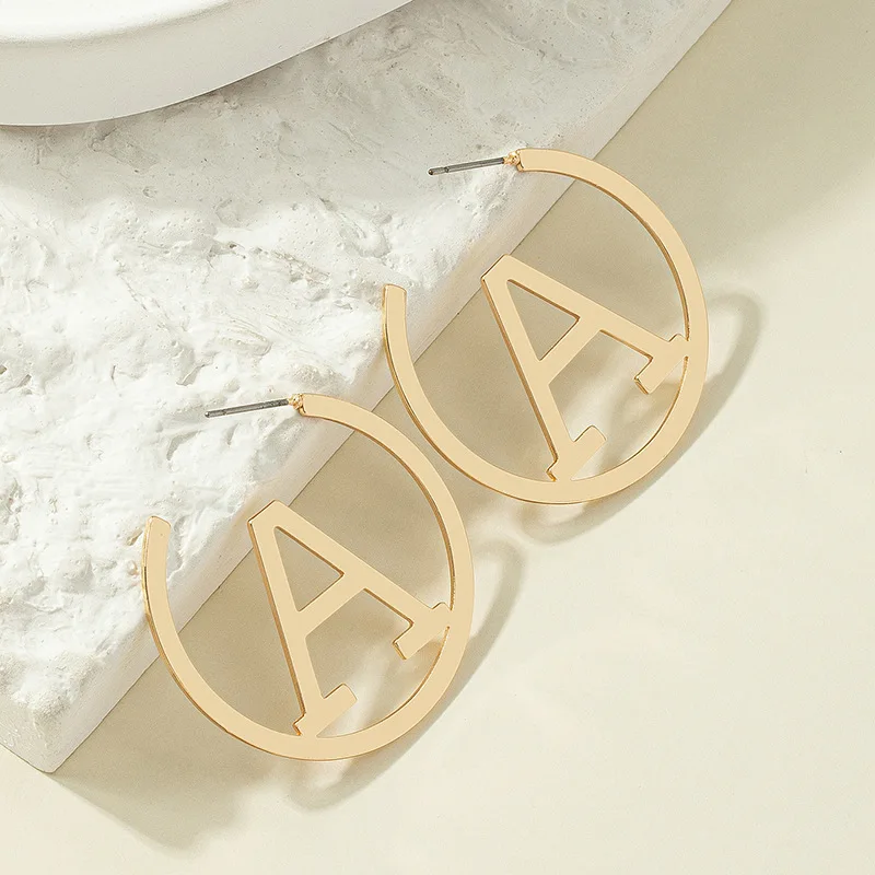 Custom Name Hoop Earrings Women's Personalized Gold Color Butterfly Stainless Steel Punk Letter Simple Big Circle Jewelry