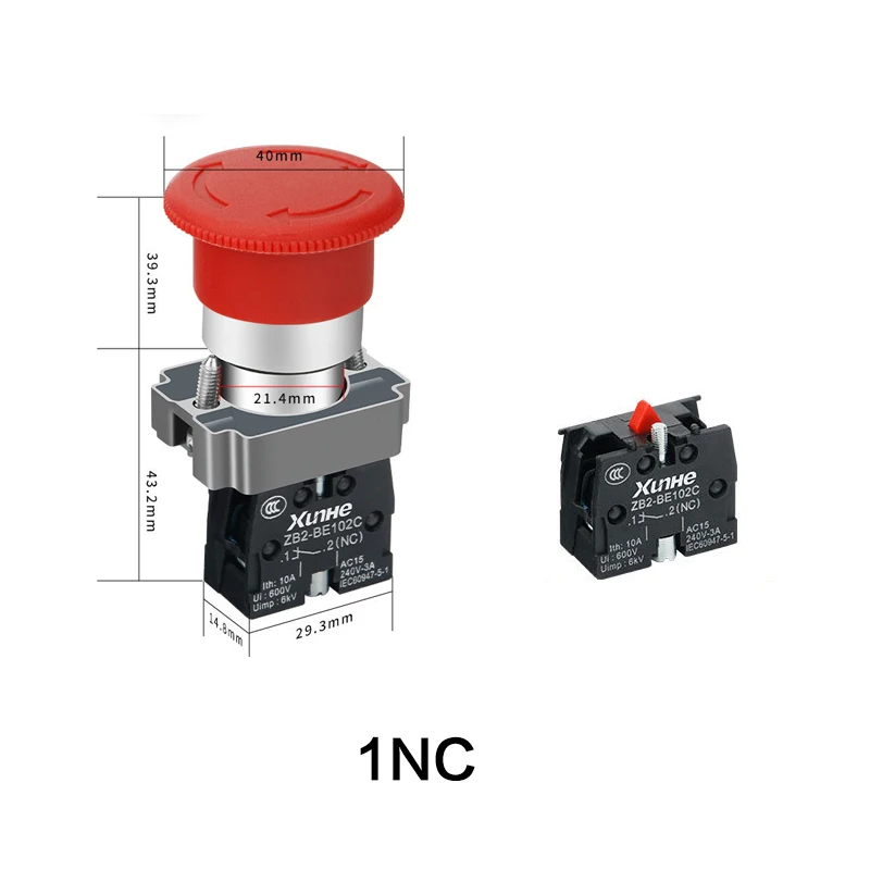XB2-BS542/BS642 Грибной аварийный выключатель Красный переключатель с фиксацией