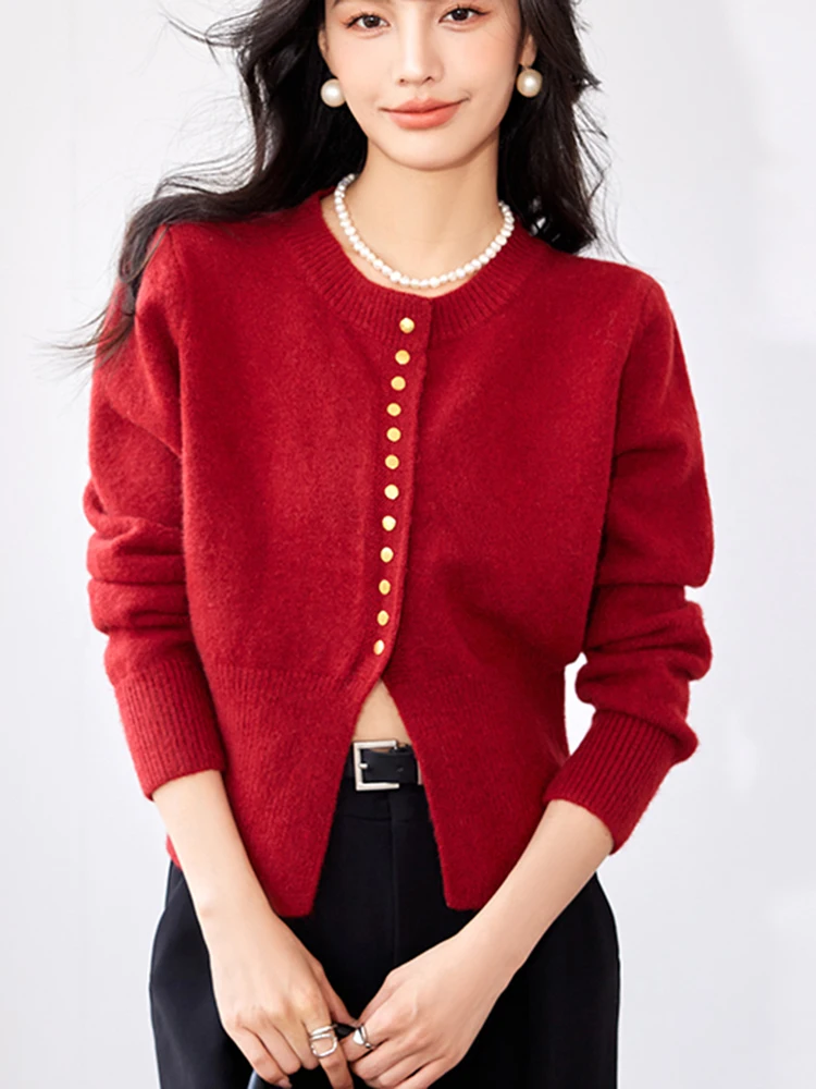 

Spring Autumn Hollow Out Cardigans Sweater for Woman 2023 Long Sleeve Buttons Knitwears Top Knitting Short Coat Outerwear