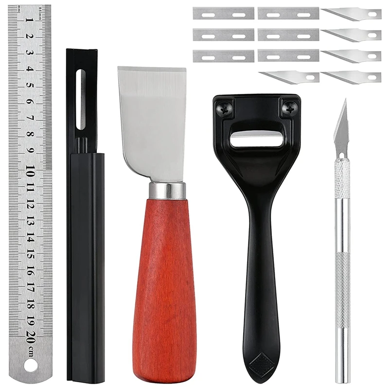 

16 шт. металлические кожаные скобы и скобы, стандартные наборы с 6 сменными лезвиями скобы, инструменты для работы с кожей