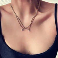 gold color necklace women initial letter charms pendant choker stainless steel twisted chain name necklace jewelry wholesale