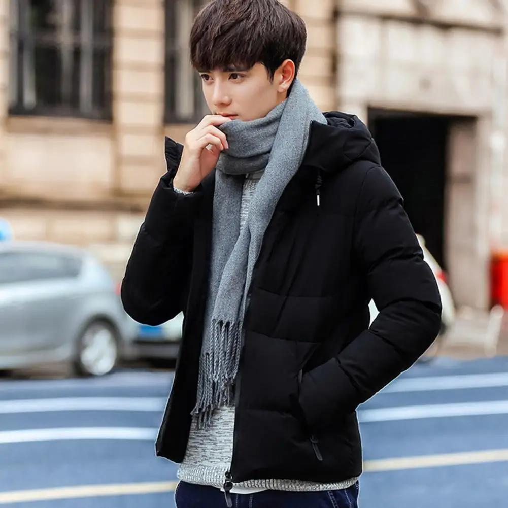 

Terrific Winter Jacket All Match Men Coat Hooded Waterproof Zipper Men Jacket Padded