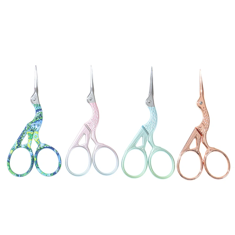 

45x94mm Stainless Steel Vintage Sewing Scissors Nail Art Stork Crane Bird Embroidery Fabric Scissors Craft Sharp Cutters Tools
