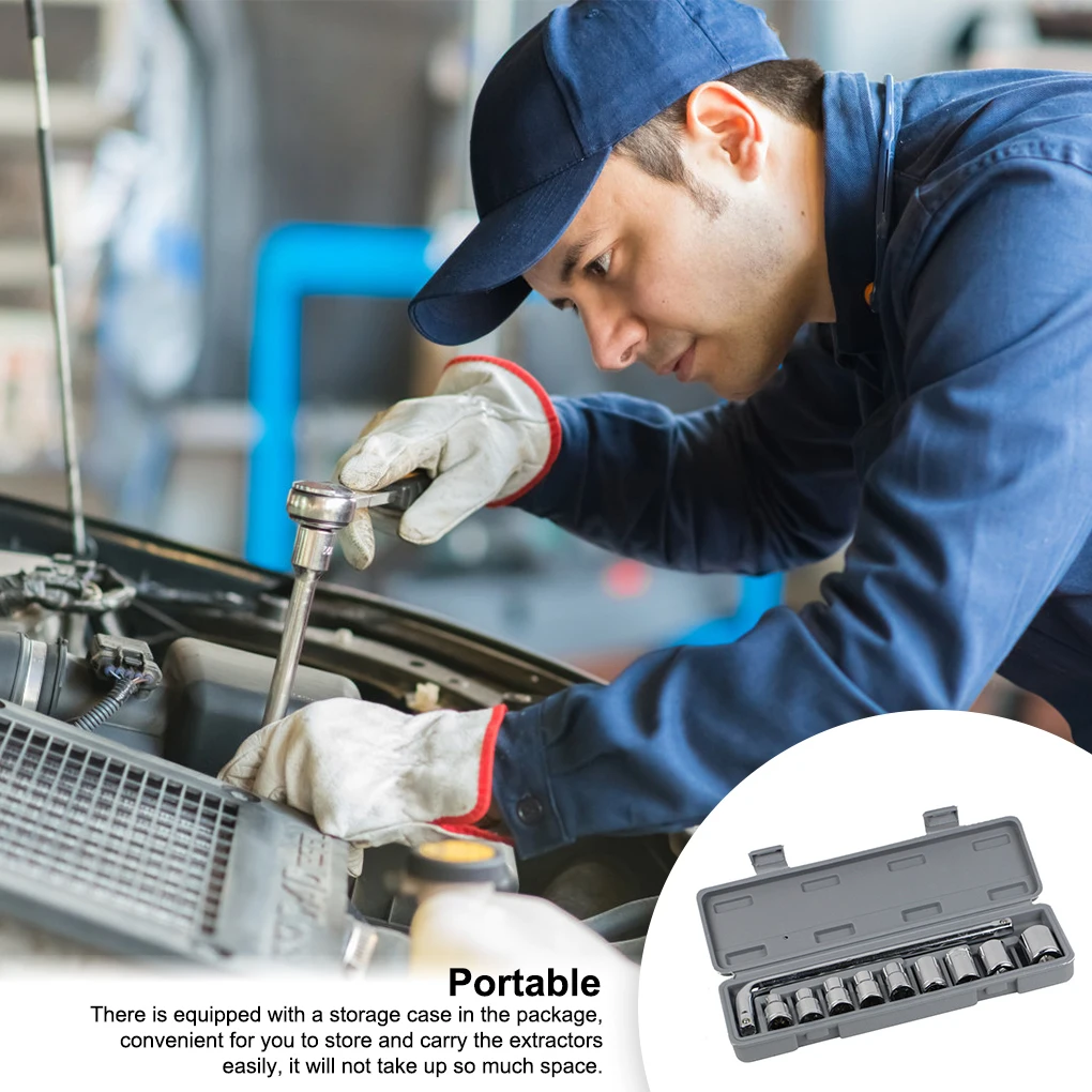 

10 Pieces DIY Socket Wrench Set Hand Tool Sets Car Repair Tool Kit Mechanical Tools Box for Home Ratchet Screwdriver Bits