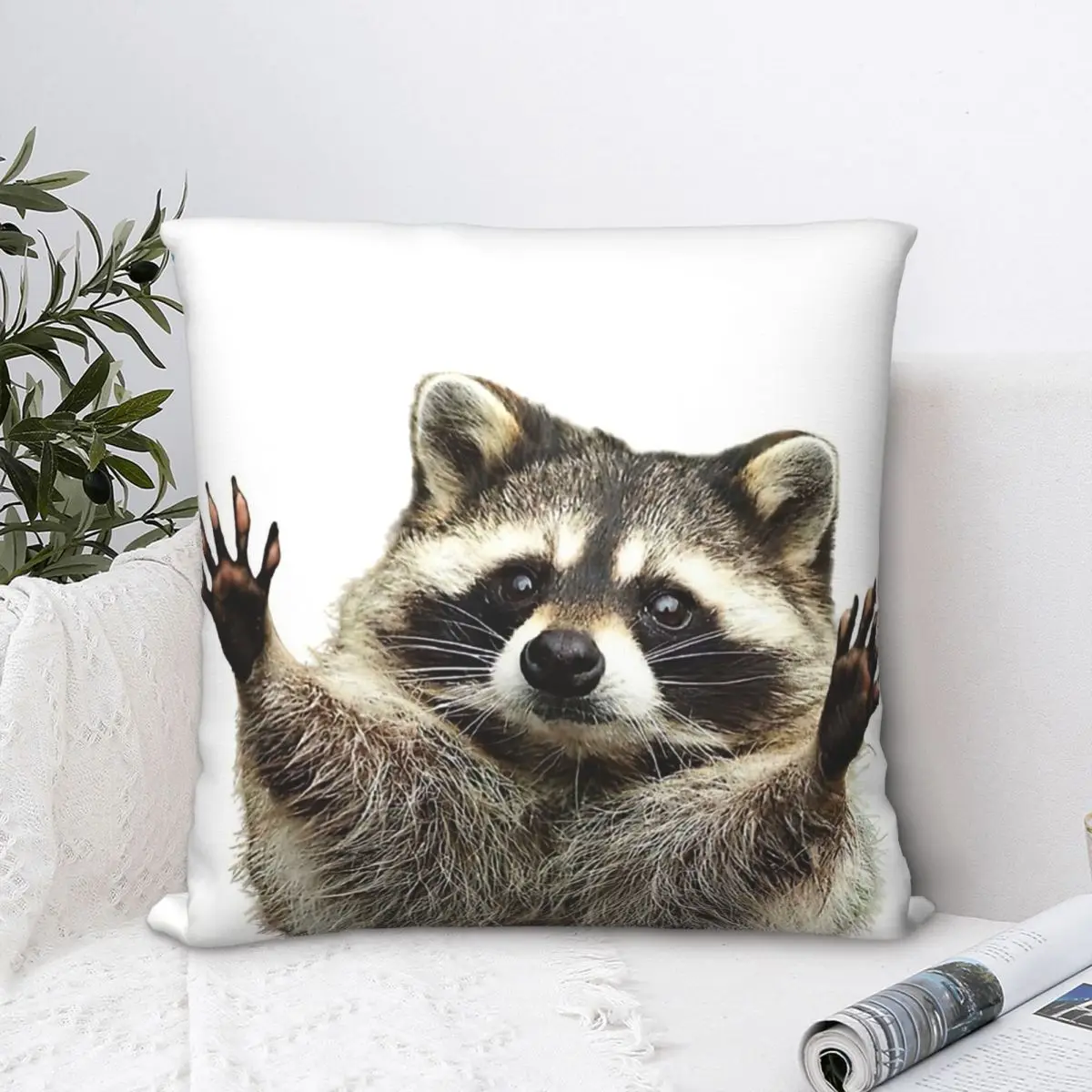 

Racoon Throw Pillow Case Cushion Home Sofa Chair Print Decorative Hug Pillowcase