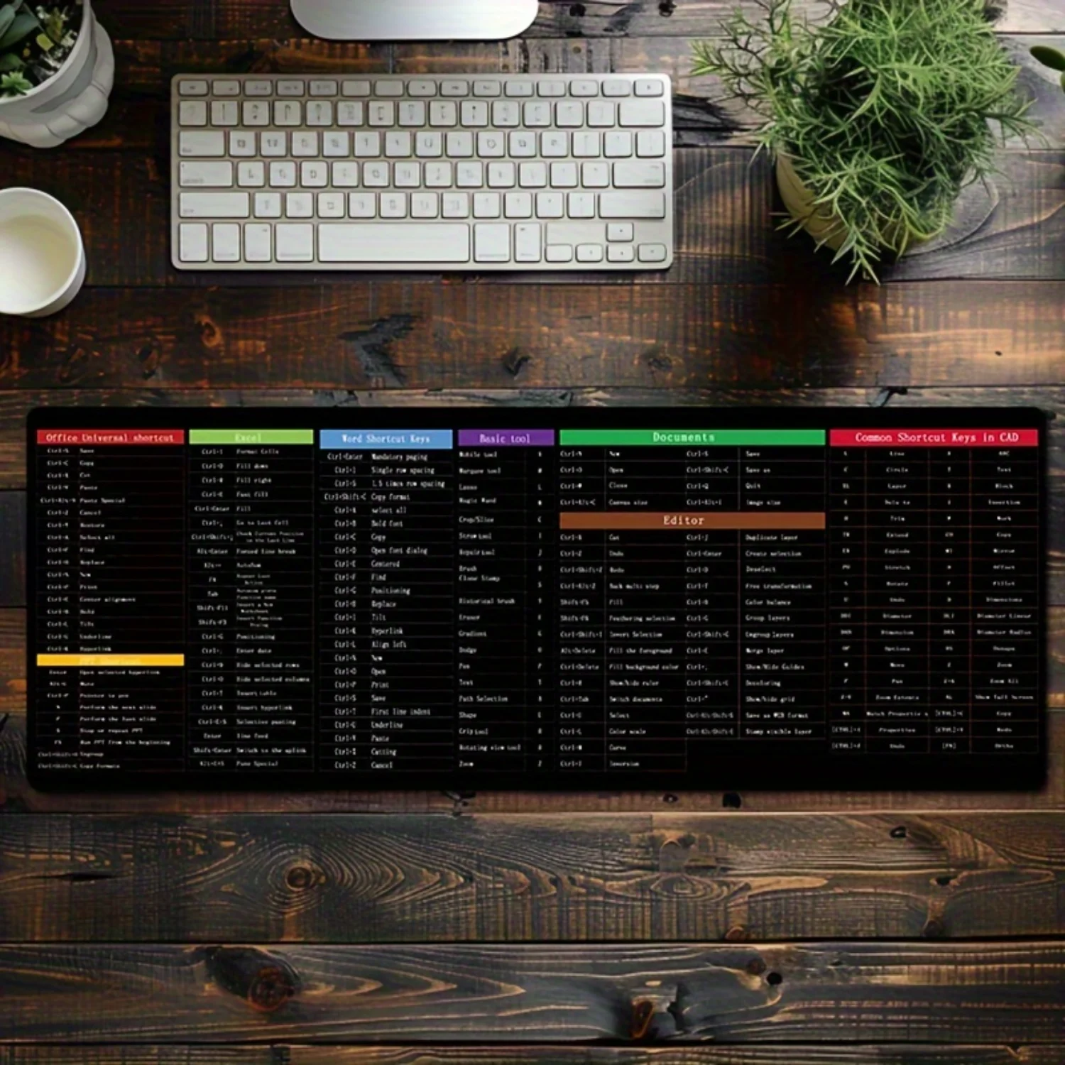 Резиновый коврик для мыши с клавишами Word/Office/Excel/CAD