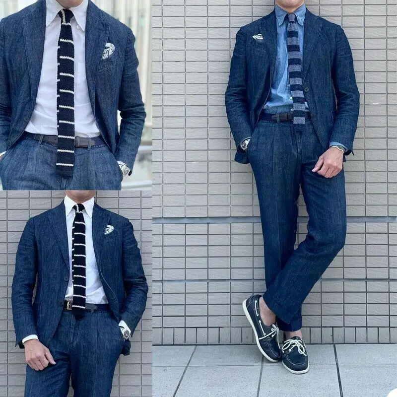 Джинсовые мужские костюмы по индивидуальному заказу 2 предмета облегающий