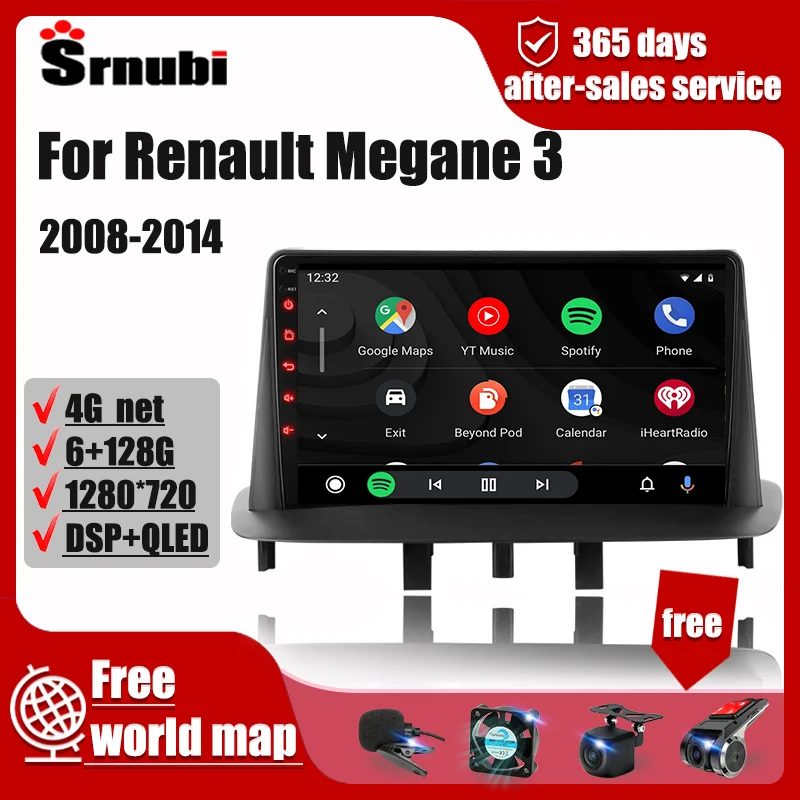 $104.61 For Renault Megane 3 2008-2014 Android 2 Din Car Radio Multimedia Carplay Speaker Audio Accessories Video Navigation Stereo DVD