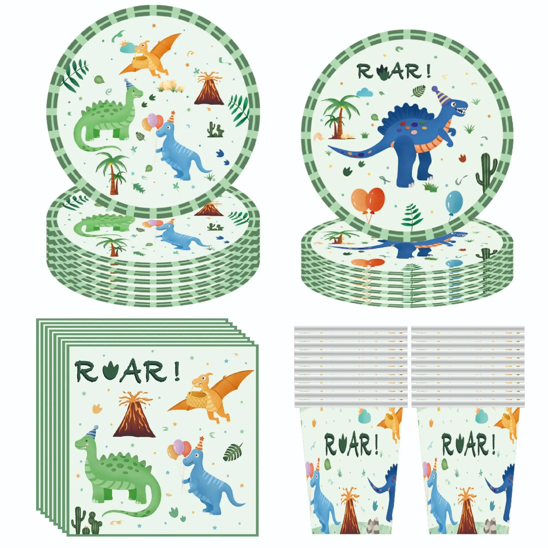 

Dinosaur Dinosaur Theme Disposable Tableware Jungle Safari Roar Napkin Plate Cup Wild Roar Boy Happy Birthday Party Decor