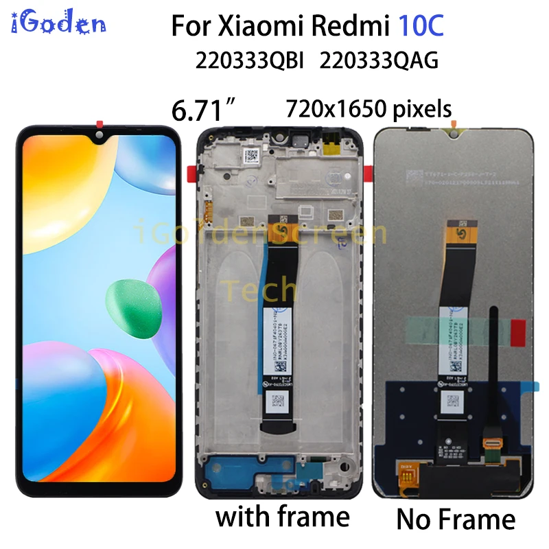 ЖК-дисплей для Xiaomi Redmi 10c сенсорный экран с дигитайзером в сборе 220333QBI 220333QAG Замена