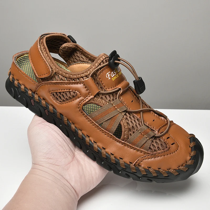

Летние дышащие дизайнерские слипоны ручной работы, повседневная мужская обувь на толстой подошве, ажурные кроссовки, Легкие уличные мокасины на плоской подошве