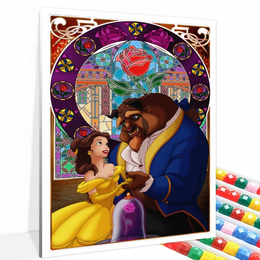 

Beast And Beauty Enchanted Rose Diamond Painting Embroidery Mosaic Picture Cartoon Cross Stitch Kits Rhinestone Home Decor Gift