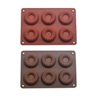 6 cavity doughnut mold round chocolate pastry bread silicone mold reusable diy for baking tray donut maker dessert making tools
