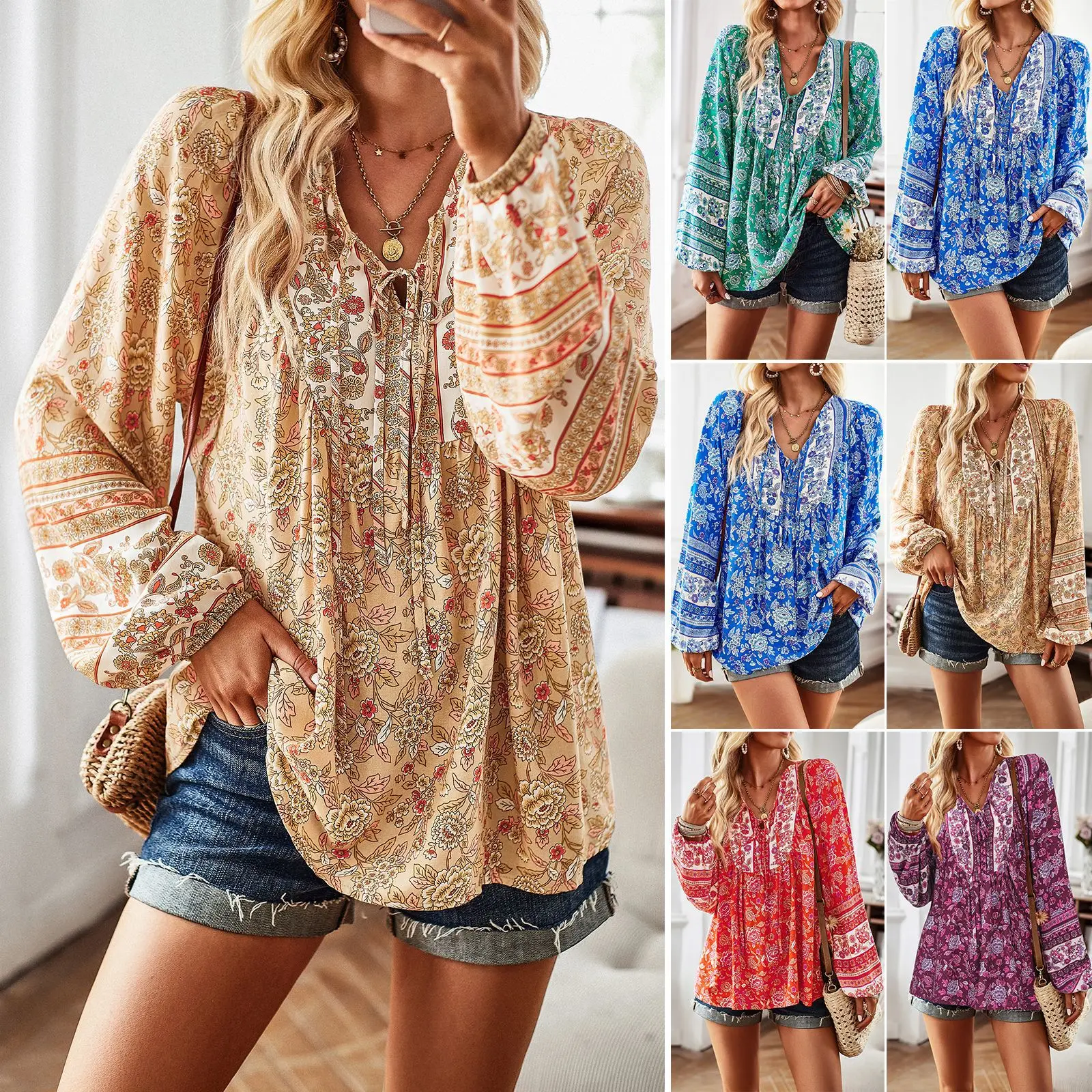 

Printed Long Sleeve Shirt Autumn Style Commuter Top shirts women ladies tops