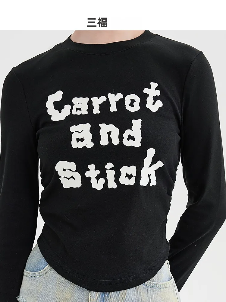 Sanfu Long sleeves Shirt 2024 New Autumn Contrast Color English Pleat Waist Hugging round Neck Short Jacket Women clothes 49762