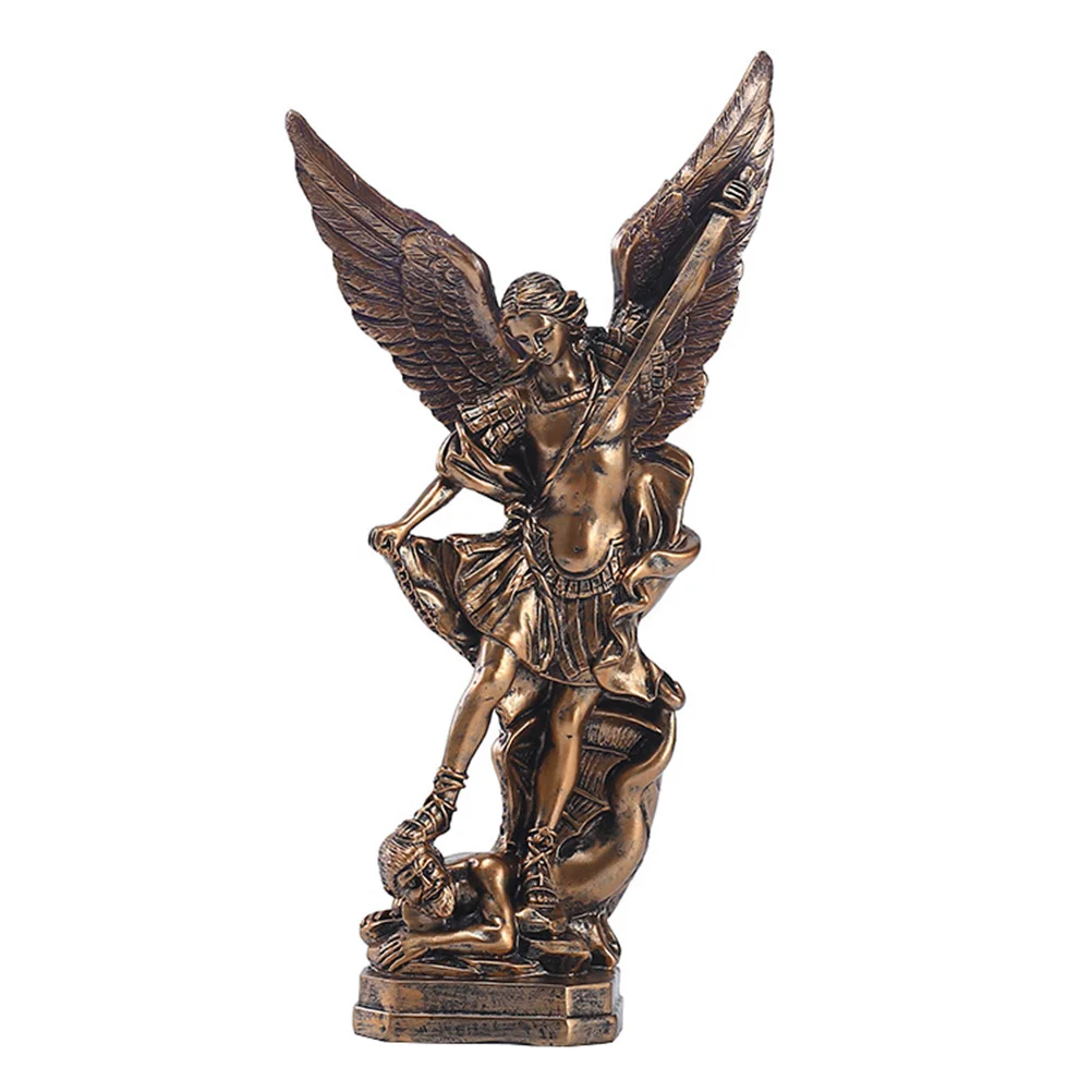 

Statue Michael Archangel Sculpture St Religious Figurines Figurine The Angel Garden Resin Tramples Arcangel Miguel Outdoor