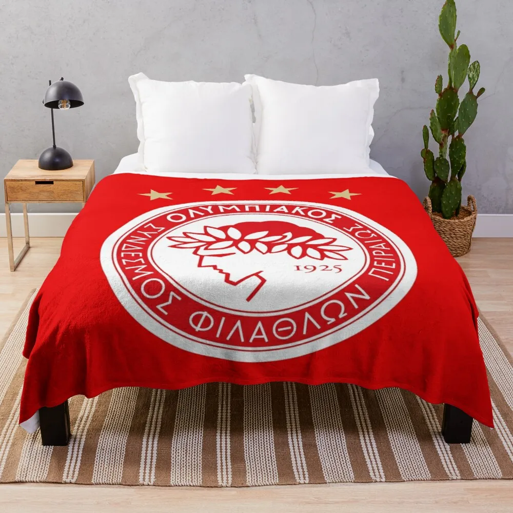 

Olympiacos F.C Throw Blanket velour extra large Throw Blanket soft blanket fluffy shaggy warm bed fashionable