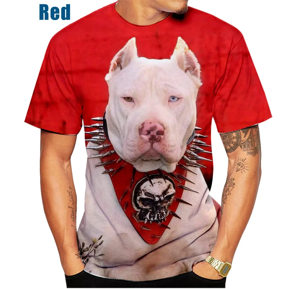 

2022 Men and Women Summer New 3D Pitbull Dog Painting Man Casual T-shirt XS~5XL