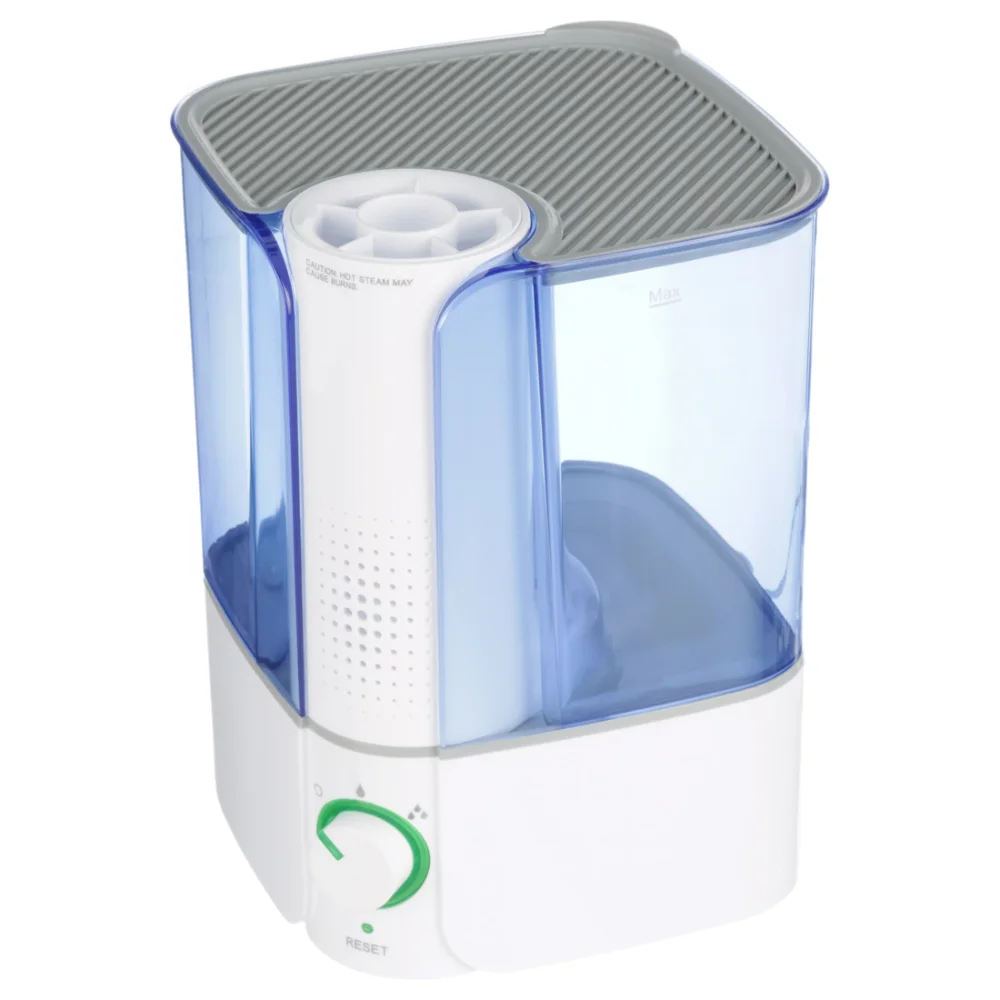 

Equate Warm Mist Humidifier, Visible, Filter Free, White & Blue, Top Fill, 1.3 Gallon, Big Water Capacity Air Humidifier