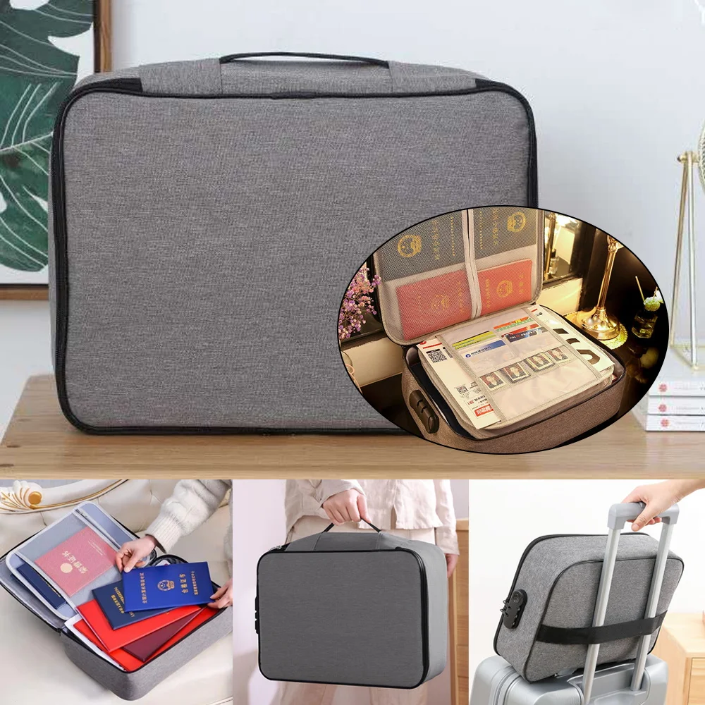 Handbags Documents Luggage Organizer Men Outdoor Travel Credentials Storage Bag Women Golden Flower Print Waterproof Briefcase