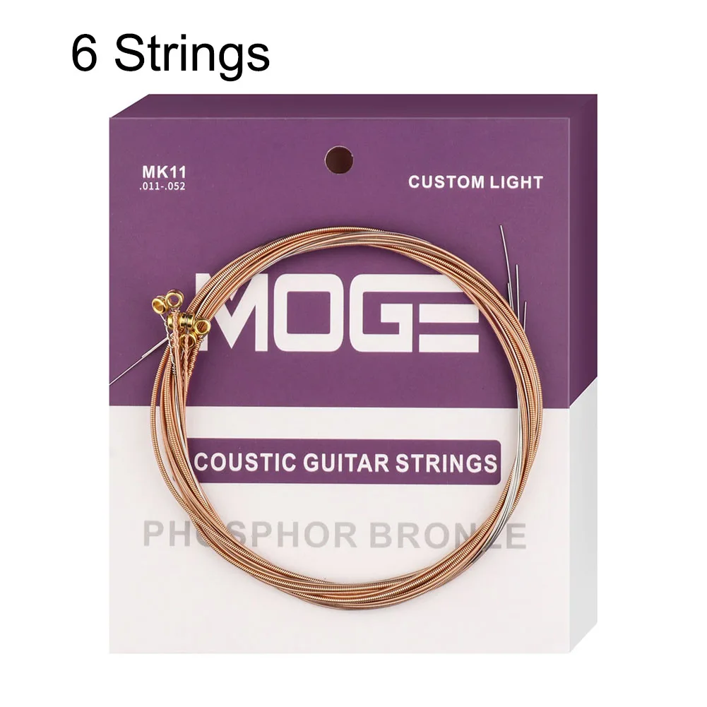 

High Quality Metal Strings Set for Acoustic Guitar 6 PCS Universal Strings Clear and Penetrating Tone Power Long Service Life