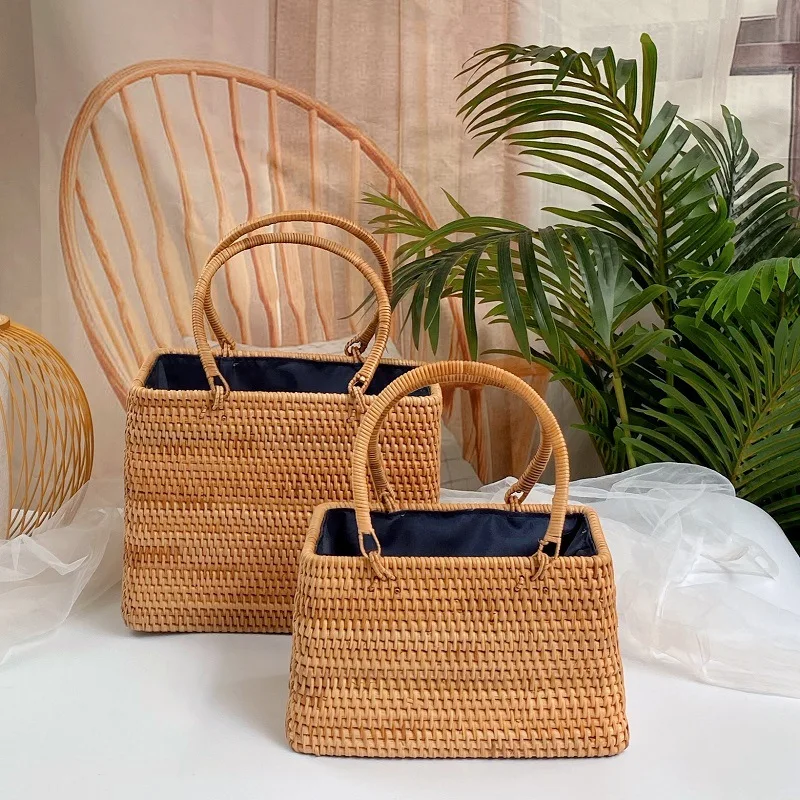 

Модная дамская сумка через плечо, соломенный Плетеный женский саквояж на плечо, маленькая сумочка-ведро