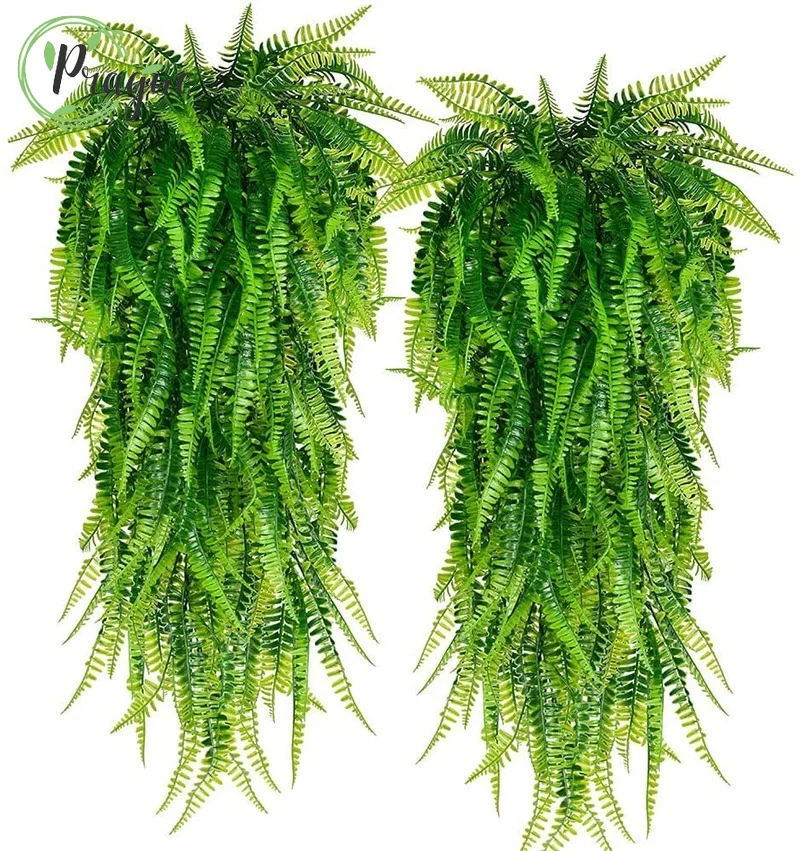 90cm Persian fern Leaves Vines Room Decor Hanging Artificial Plant Plastic Leaf Grass Wedding Party Wall Balcony Decoration