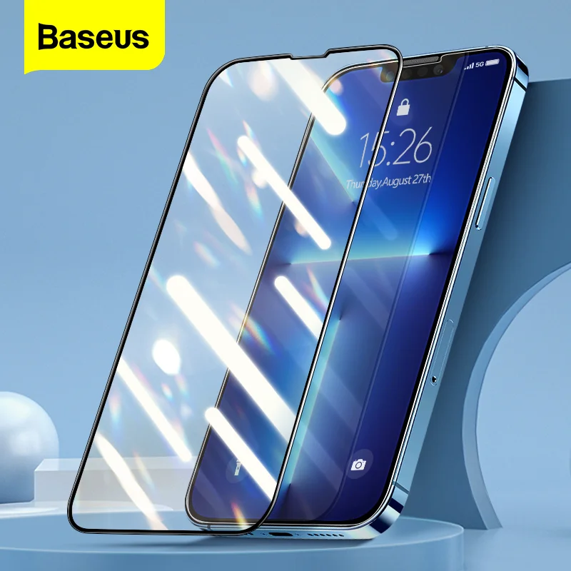 Baseus 2Pcs 0.3mm Screen Protector For iPhone 13 12 11 Pro Xs Max Xr X Full Cover Protective Tempered Glass For iPhone 13Pro Max